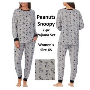 Peanuts Snoopy Pajama Set 2-pc Gray with Black Snoopy, Soft Cozy Women's Size XS